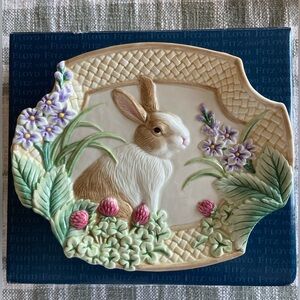 Fitz & Floyd Botanical Bunny Canapé Plate (EUC)